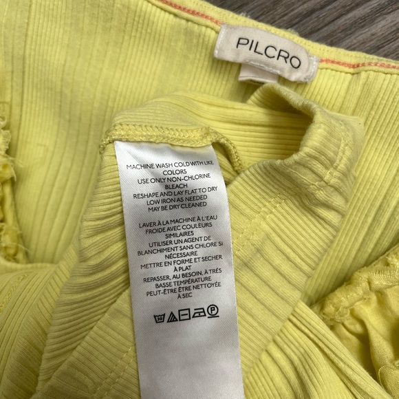Pilcro Yellow Ruffled Ribbed Tank Top - Picture 5 of 5